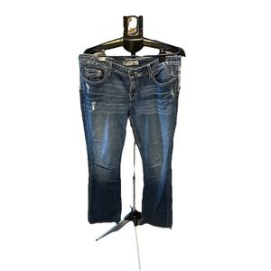 BKE Buckle Womens Jeans Size 32 Blue Sabrina Bootcut Stretch Distressed Low Rise